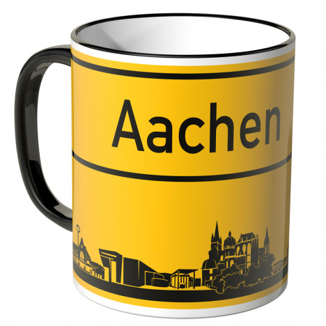 JUNIWORDS Tasse Ortsschild Skyline Aachen