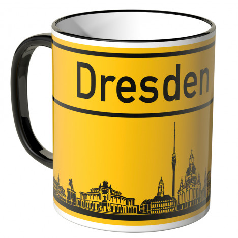 JUNIWORDS Tasse Ortsschild Skyline Dresden