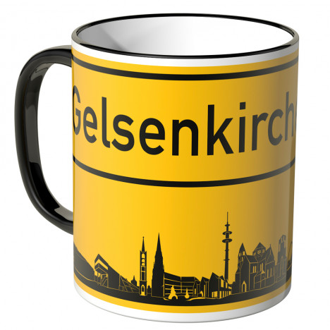 JUNIWORDS Tasse Ortsschild Skyline Gelsenkirchen