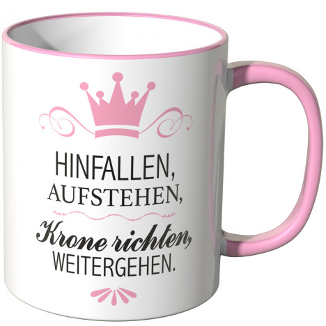 JUNIWORDS Tasse HINFALLEN, AUFSTEHEN, Krone richten, WEITERGEHEN.