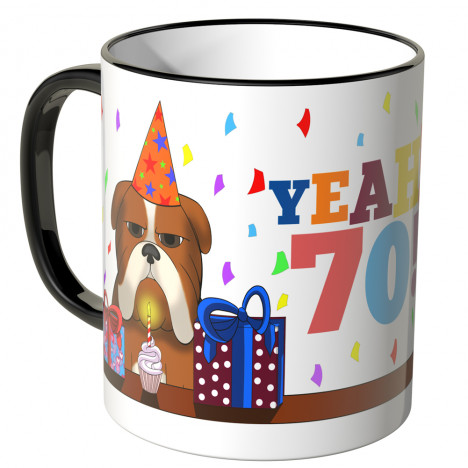 JUNIWORDS Tasse YEAH 70! mit mürrischer Hund