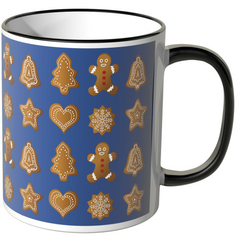 JUNIWORDS Tasse Lebkuchen auf blauem Hintergrund