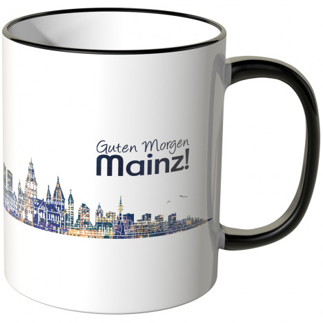 JUNIWORDS Tasse "Guten Morgen Mainz!" Skyline bei Nacht