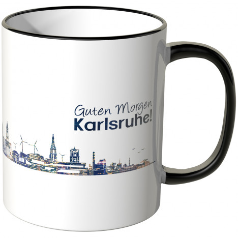 JUNIWORDS Tasse "Guten Morgen Karlsruhe!" Skyline bei Nacht