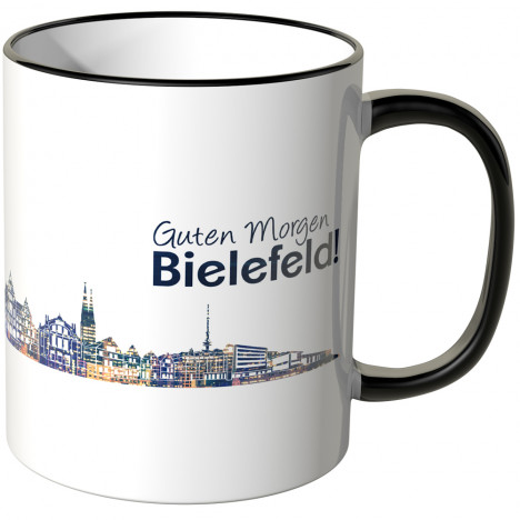 JUNIWORDS Tasse "Guten Morgen Bielefeld!" Skyline bei Nacht