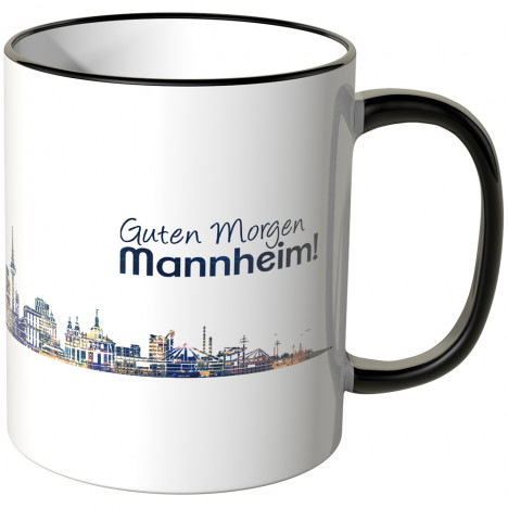 JUNIWORDS Tasse "Guten Morgen Mannheim!" Skyline bei Nacht