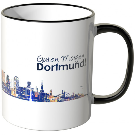 JUNIWORDS Tasse "Guten Morgen Dortmund!" Skyline bei Nacht