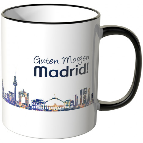 JUNIWORDS Tasse "Guten Morgen Madrid!" Skyline bei Nacht