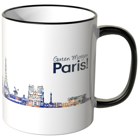 JUNIWORDS Tasse "Guten Morgen Paris!" Skyline bei Nacht