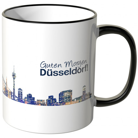 JUNIWORDS Tasse "Guten Morgen Düsseldorf!" Skyline bei Nacht