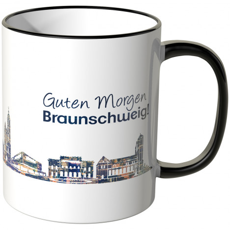 JUNIWORDS Tasse "Guten Morgen Braunschweig!" Skyline bei Nacht