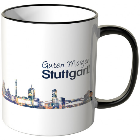 JUNIWORDS Tasse "Guten Morgen Stuttgart!" Skyline bei Nacht