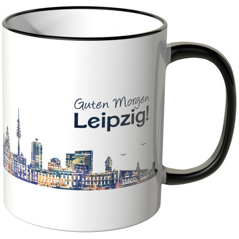 JUNIWORDS Tasse "Guten Morgen Leipzig!" Skyline bei Nacht