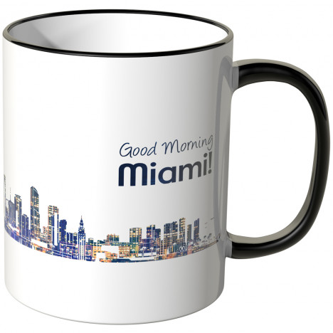 JUNIWORDS Tasse "Good Morning Miami!" Skyline bei Nacht