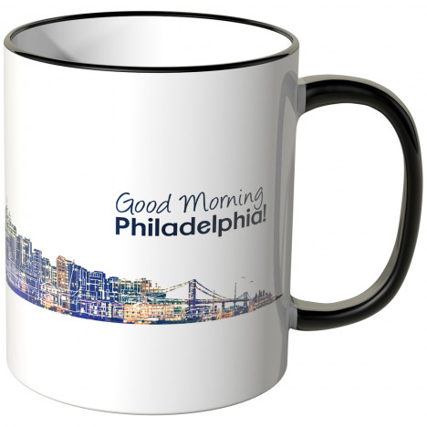 JUNIWORDS Tasse "Good Morning Philadelphia!" Skyline bei Nacht