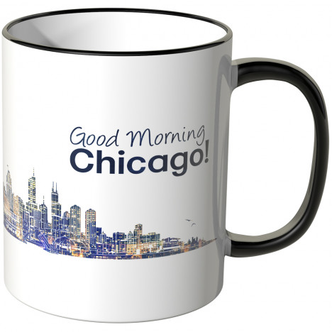 JUNIWORDS Tasse "Good Morning Chicago!" Skyline bei Nacht