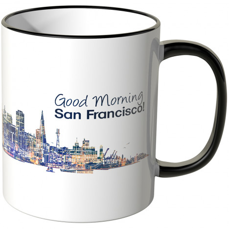 JUNIWORDS Tasse "Good Morning Dallas!" Skyline bei Nacht