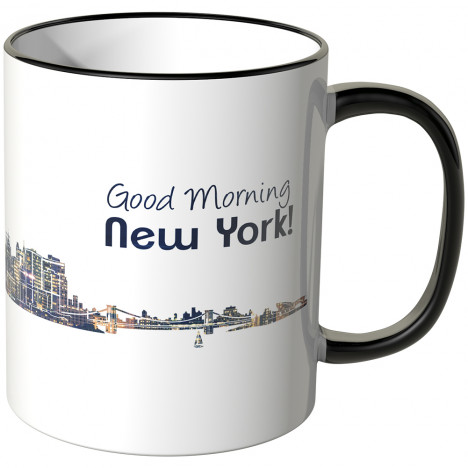 JUNIWORDS Tasse "Good Morning New York!" Skyline bei Nacht