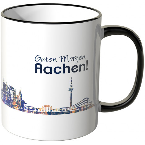 JUNIWORDS Tasse "Guten Morgen Aachen!" Skyline bei Nacht