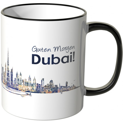 JUNIWORDS Tasse "Guten Morgen Dubai!" Skyline bei Nacht