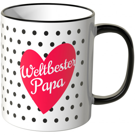 JUNIWORDS Tasse Weltbester Papa im Herz mit schwarzen Punkten