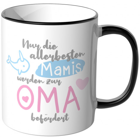 JUNIWORDS Tasse Nur die allerbesten Mamis werden zur Oma befördert - Motiv 6