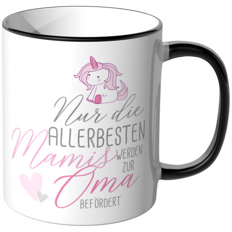 JUNIWORDS Tasse Nur die allerbesten Mamis werden zur Oma befördert - Motiv 19