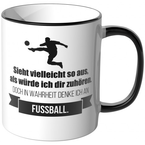 JUNIWORDS Tasse Sieht vielleicht so aus, als würde ich dir zuhören - Fussball