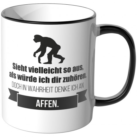 JUNIWORDS Tasse Sieht vielleicht so aus, als würde ich dir zuhören - Affen