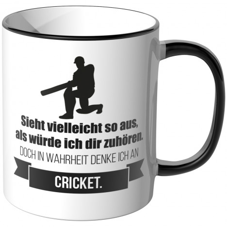 JUNIWORDS Tasse Sieht vielleicht so aus, als würde ich dir zuhören - Cricket