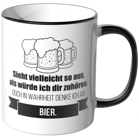 JUNIWORDS Tasse Sieht vielleicht so aus, als würde ich dir zuhören - Feierabend