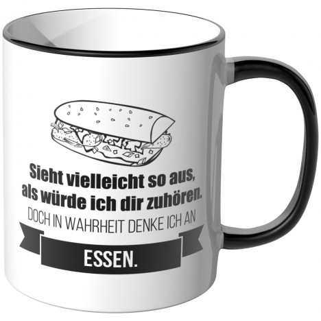 JUNIWORDS Tasse Sieht vielleicht so aus, als würde ich dir zuhören - Essen