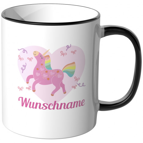 JUNIWORDS Tasse Pink Einhorn Wunschname