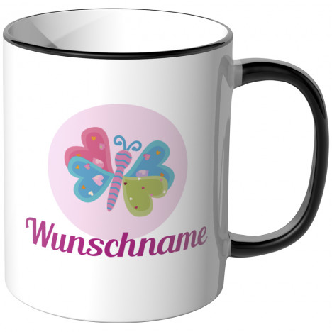 JUNIWORDS Tasse Schmetterling mit Wunschname - Motiv 2