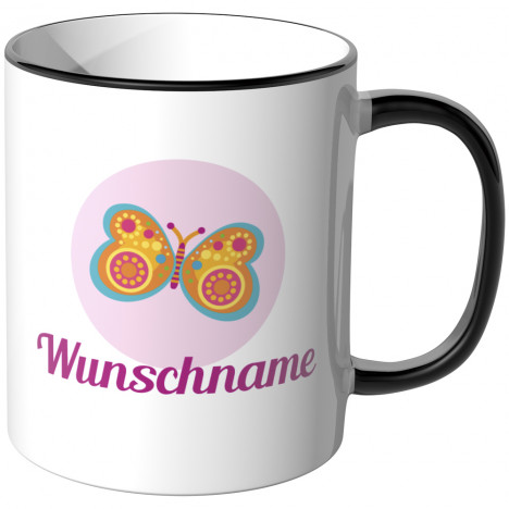 JUNIWORDS Tasse Schmetterling mit Wunschname - Motiv 2