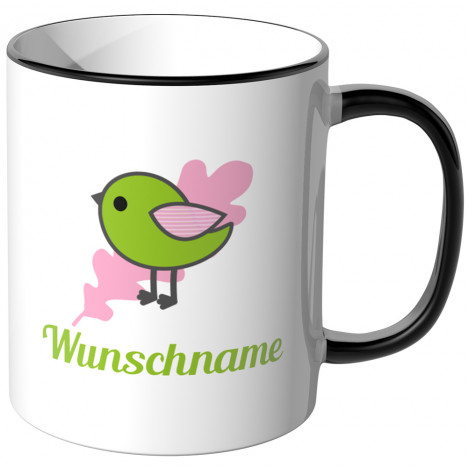 JUNIWORDS Tasse Vogel mit Wunschname - Motiv 2