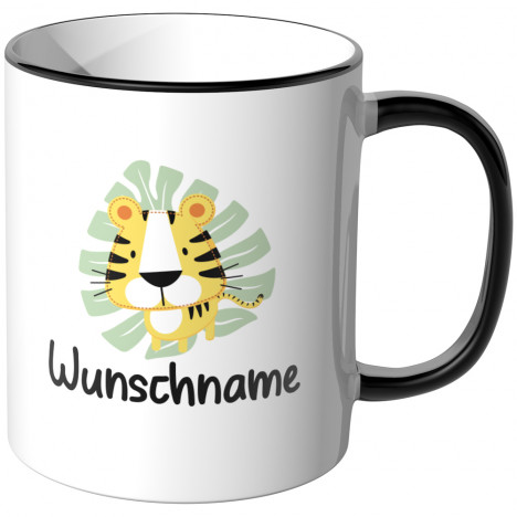 JUNIWORDS Tasse Tiger mit Wunschname