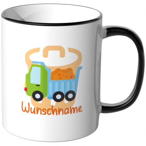 JUNIWORDS Tasse Müllwagen mit Wunschname