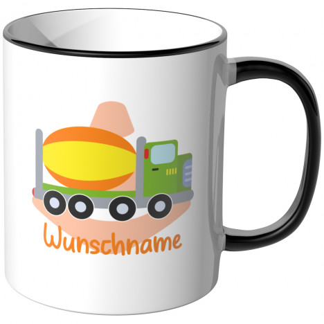 JUNIWORDS Tasse Betonmischer mit Wunschname