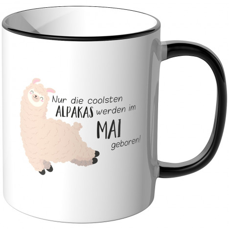 JUNIWORDS Tasse Nur die coolsten Alpakas werden im Mai geboren!