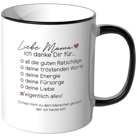 JUNIWORDS Tasse Liebe Mama, ich danke dir für...