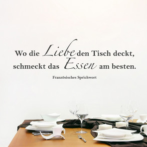 Wo die Liebe den Tisch deckt ... Wandtattoo Spruch