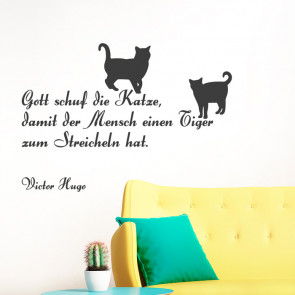 Wandtattoo Zitat - Gott schuf die Katze ...