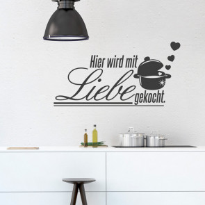 Wandtattoo Spruch - Hier wird mit Liebe gekocht