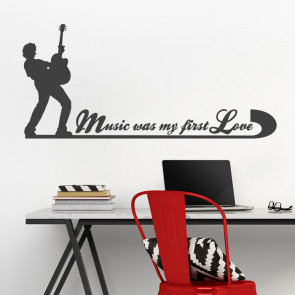 Wandtattoo Spruch - Music was my first love