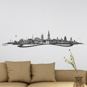 Wandtattoo Skyline Ulm mit Fluss