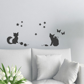 Wandtattoo A4-Set verspielte Katzen