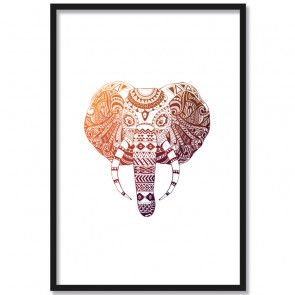 poster indischer elefantenkopf bunt