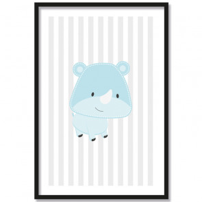 Nashorn blau poster kinderzimmer