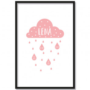 Poster Geburtsposter Wolke Rosa | individualisierbar